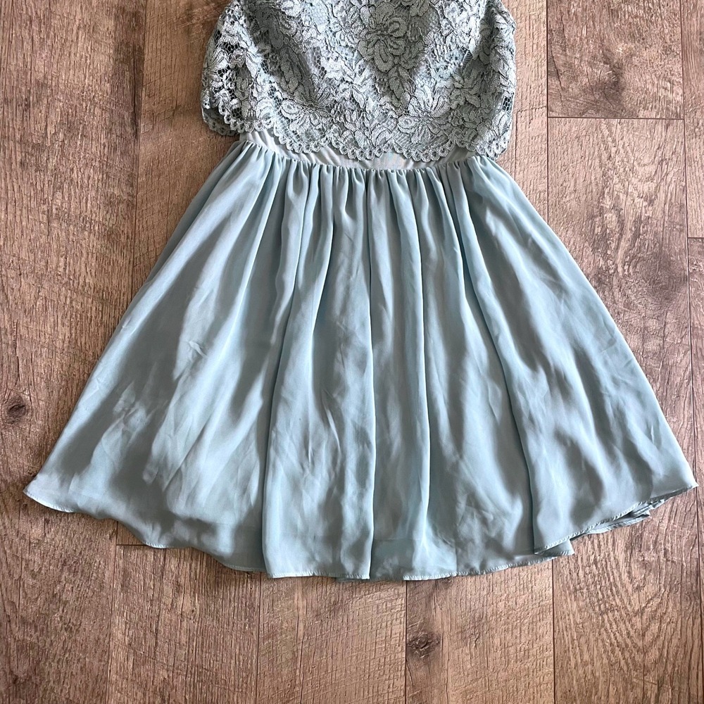 City Studio Light Blue Lace Chiffon‎ Fit & Flare Cocktail Dress Size 5 RN 75010 - Picture 3 of 6